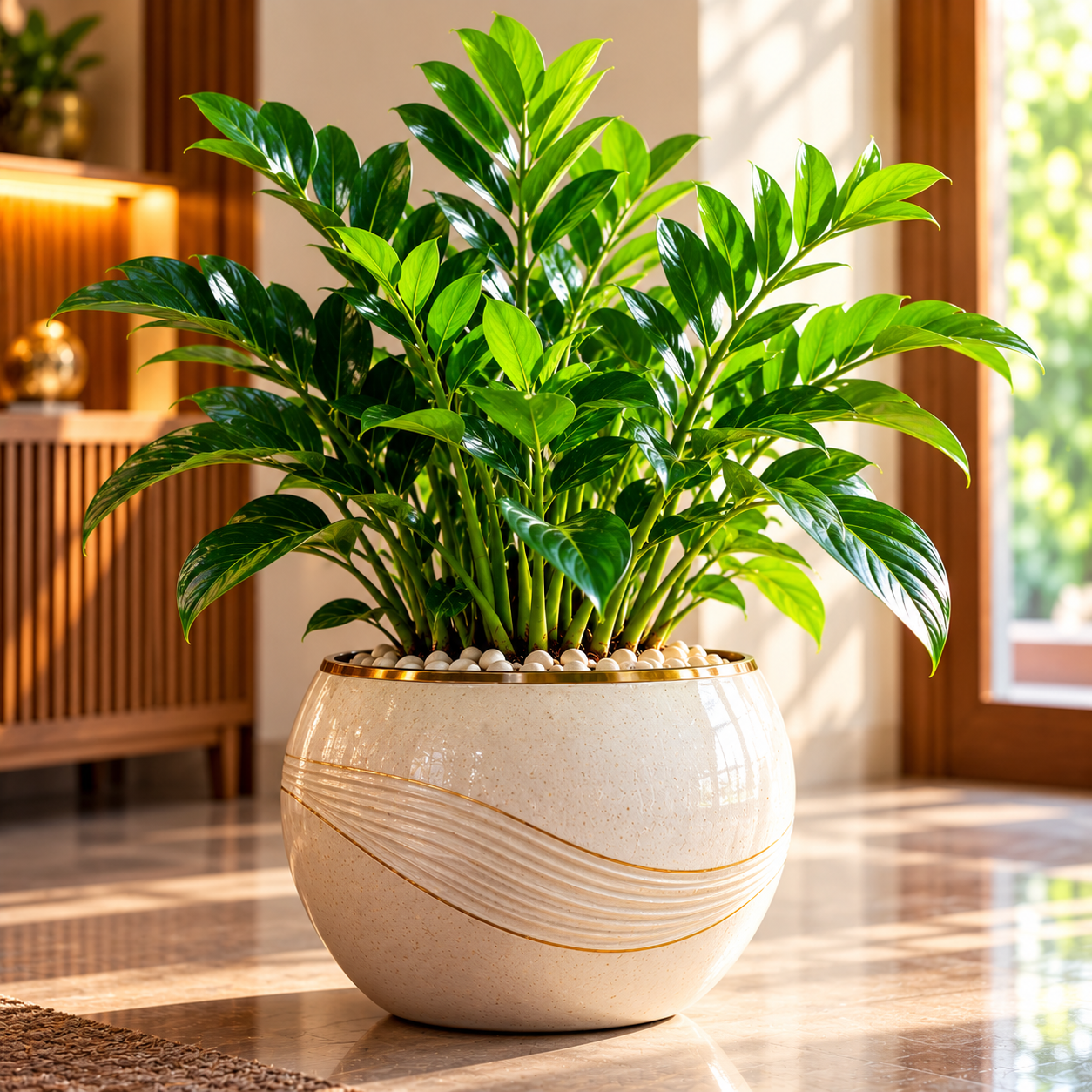 Glossy ZZ Plant In A Sunlit Modern Interior - Annapurna Agro Farm