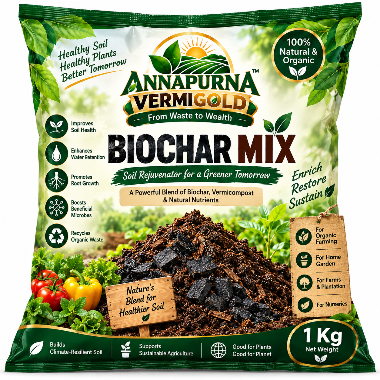 1 KG Vermicompost Biochar Mix