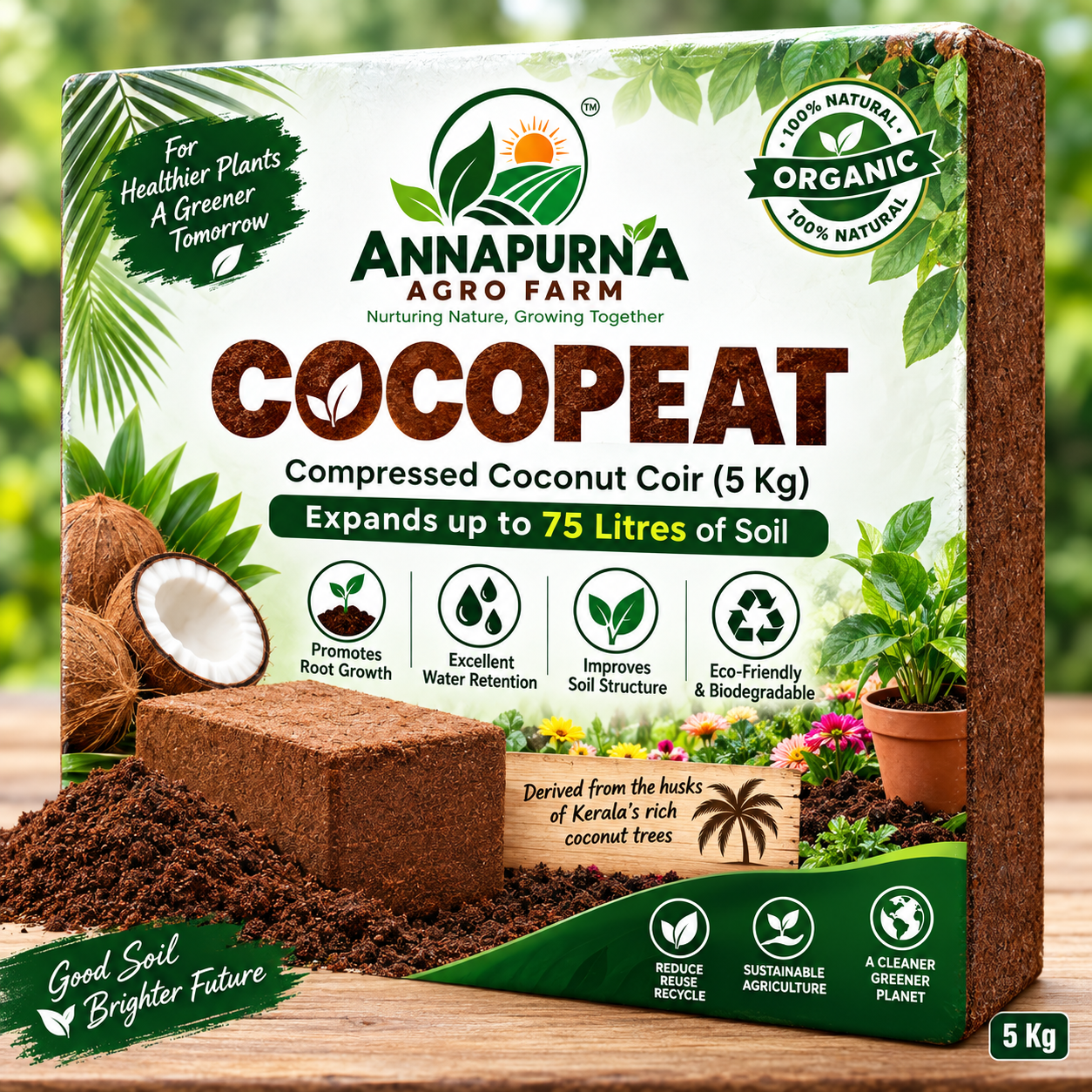 5 KG Vermigold Compressed COCONUT COIR